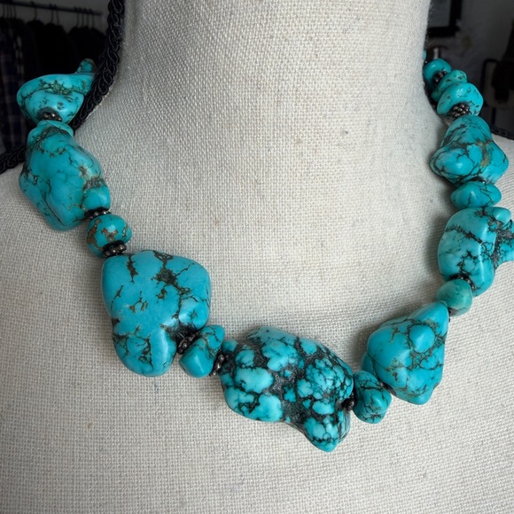 Turquoise Large Nugget Necklace - Picture 2 of 3